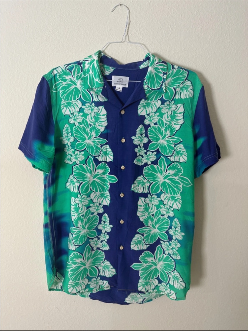 Surfside Supply Blue and Green Floral Camp Shirt
